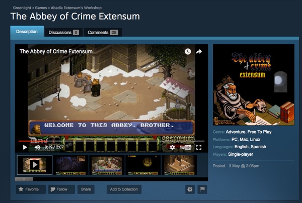 La Abadía del Crimen Extensum en Steam Greenlight